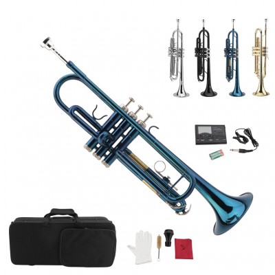 LADE Exquisite Bb Trumpet With High Performance Tuner Durable Brass Trumpet Portable Musical Instrument With Carry Box   
